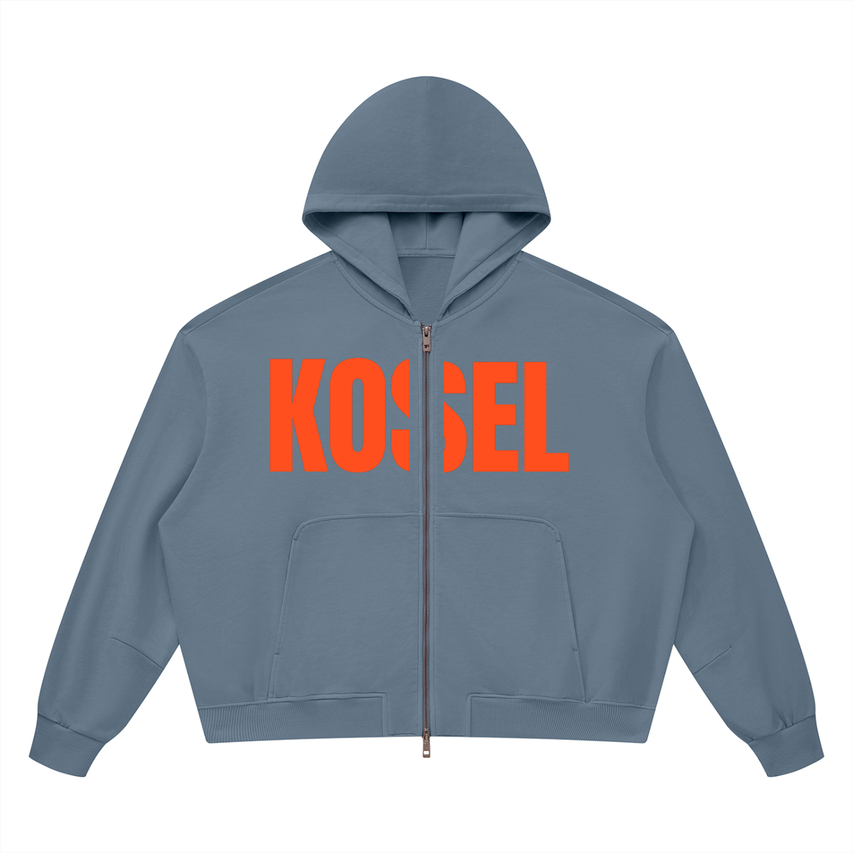 KOSEL Unisex Vintage Wash Boxy Full Zip Hoodie