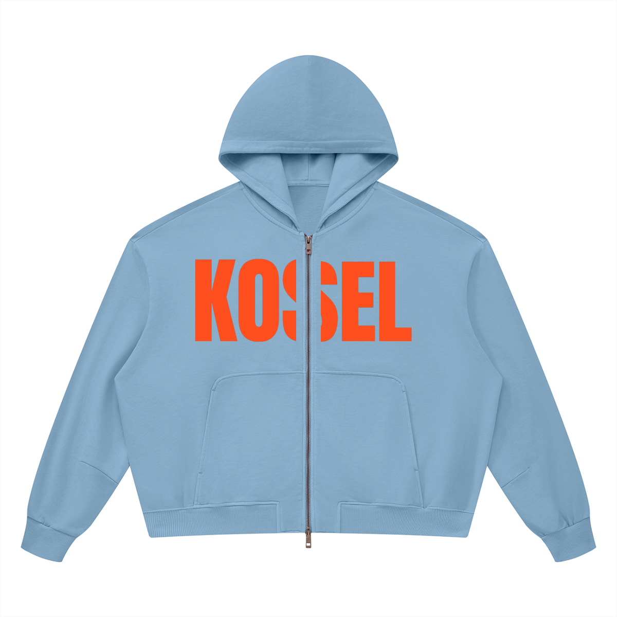 KOSEL Unisex Vintage Wash Boxy Full Zip Hoodie